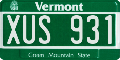 VT license plate XUS931