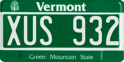 VT license plate XUS932