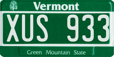 VT license plate XUS933
