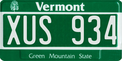 VT license plate XUS934