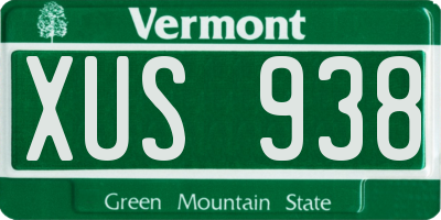 VT license plate XUS938