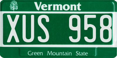 VT license plate XUS958