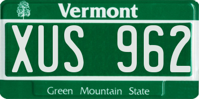 VT license plate XUS962