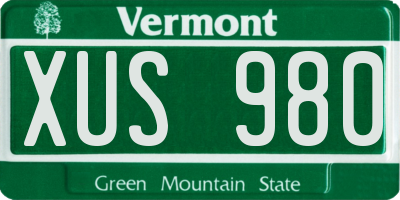 VT license plate XUS980