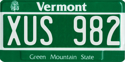 VT license plate XUS982