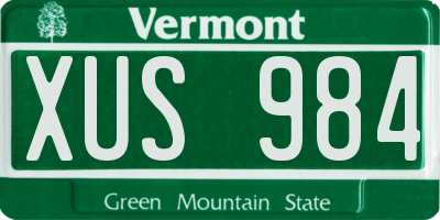 VT license plate XUS984