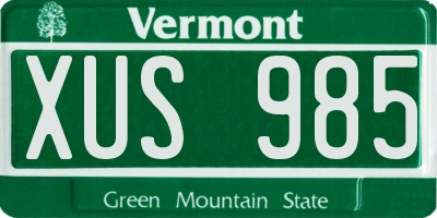 VT license plate XUS985