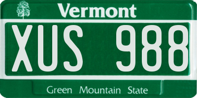 VT license plate XUS988