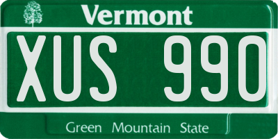 VT license plate XUS990