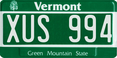 VT license plate XUS994