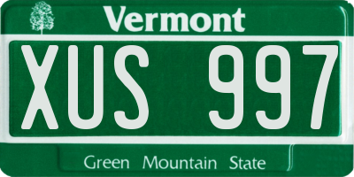 VT license plate XUS997