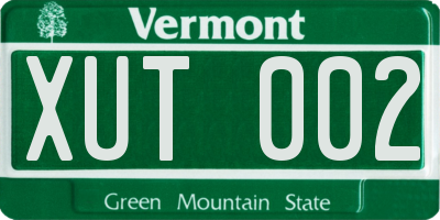 VT license plate XUT002