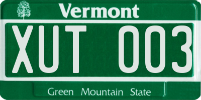 VT license plate XUT003