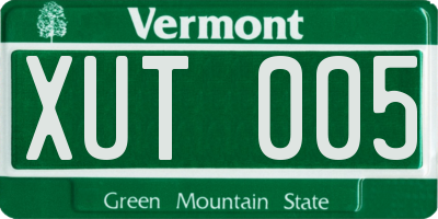 VT license plate XUT005