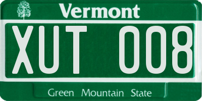 VT license plate XUT008