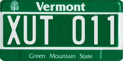 VT license plate XUT011