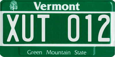 VT license plate XUT012