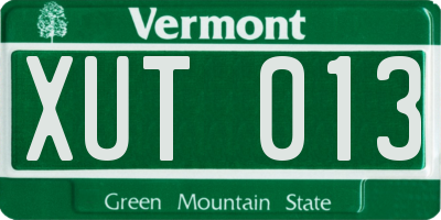 VT license plate XUT013