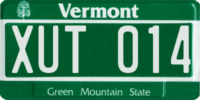VT license plate XUT014