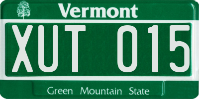 VT license plate XUT015