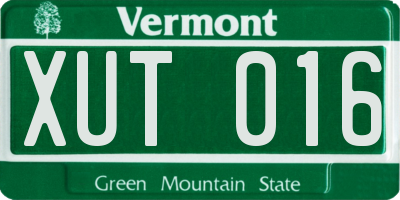 VT license plate XUT016