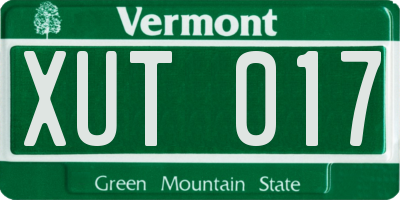 VT license plate XUT017