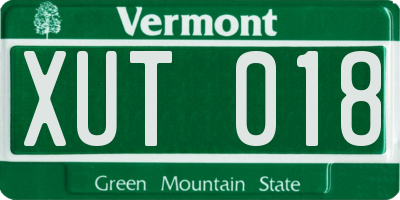 VT license plate XUT018