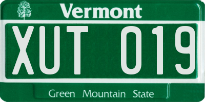 VT license plate XUT019
