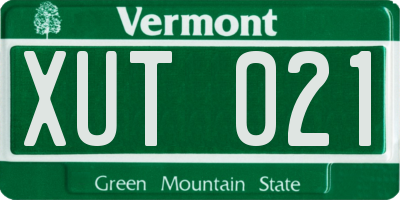VT license plate XUT021