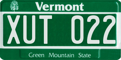 VT license plate XUT022
