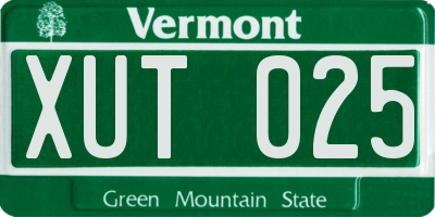 VT license plate XUT025