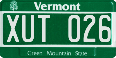 VT license plate XUT026