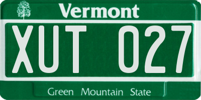 VT license plate XUT027