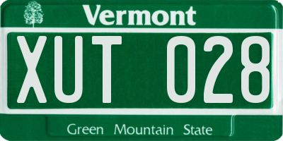 VT license plate XUT028