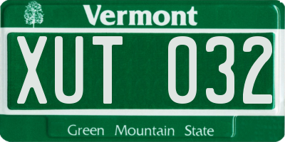 VT license plate XUT032