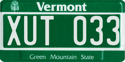 VT license plate XUT033