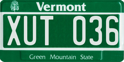 VT license plate XUT036