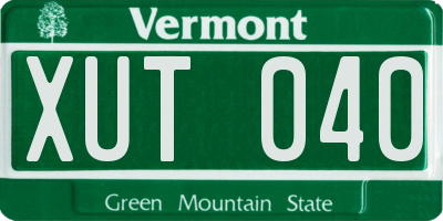 VT license plate XUT040
