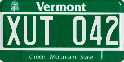 VT license plate XUT042