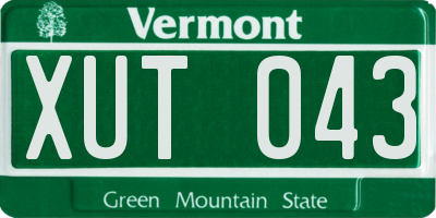 VT license plate XUT043