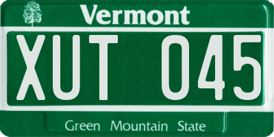 VT license plate XUT045