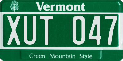 VT license plate XUT047