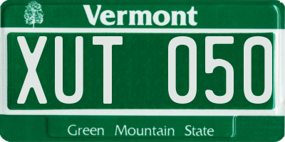 VT license plate XUT050