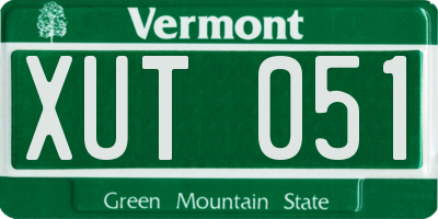 VT license plate XUT051