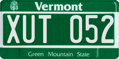 VT license plate XUT052