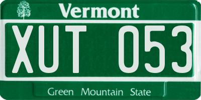 VT license plate XUT053
