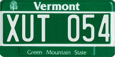 VT license plate XUT054