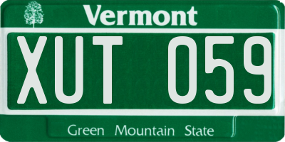 VT license plate XUT059