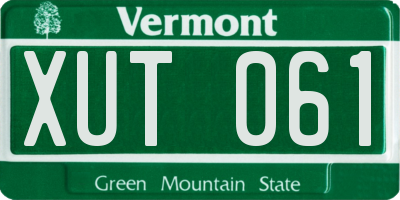 VT license plate XUT061