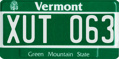VT license plate XUT063